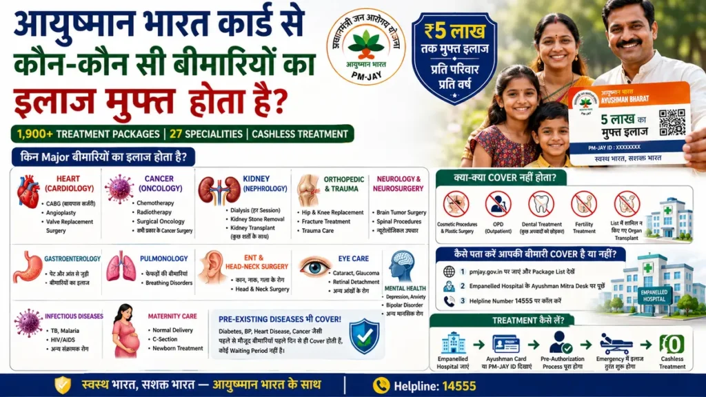 Ayushman Bharat Card से किन-किन बीमारियों का इलाज मुफ्त होता है