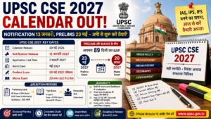 UPSC CSE 2027 Calendar में 13 जनवरी Notification और 23 मई Prelims की तारीख की जानकारी