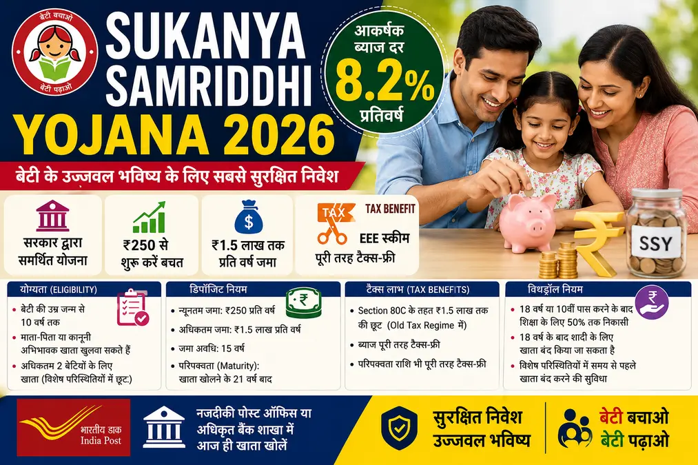 Sukanya Samriddhi Yojana 2026 8.2% interest rate for girl child