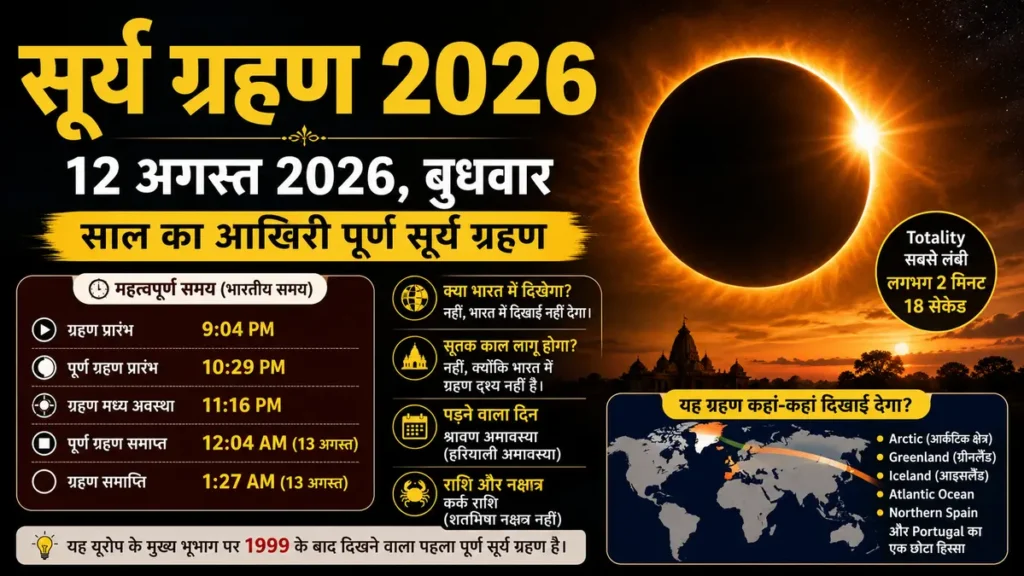 12 अगस्त 2026 के पूर्ण सूर्य ग्रहण का दृश्य