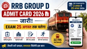 RRB Group D Admit Card 2026 और Railway Group D Exam Schedule