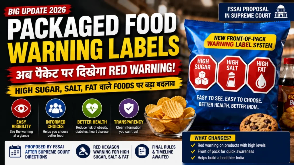 भारत में packaged food पर proposed red warning labels for high sugar salt and saturated fat