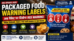 भारत में packaged food पर proposed red warning labels for high sugar salt and saturated fat
