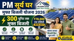 PM Surya Ghar Muft Bijli Yojana 2026 के तहत 300 यूनिट तक मुफ्त बिजली और ₹78,000 तक की सोलर सब्सिडी।